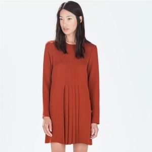 Zara Woman Long Sleeve Pleated Dress